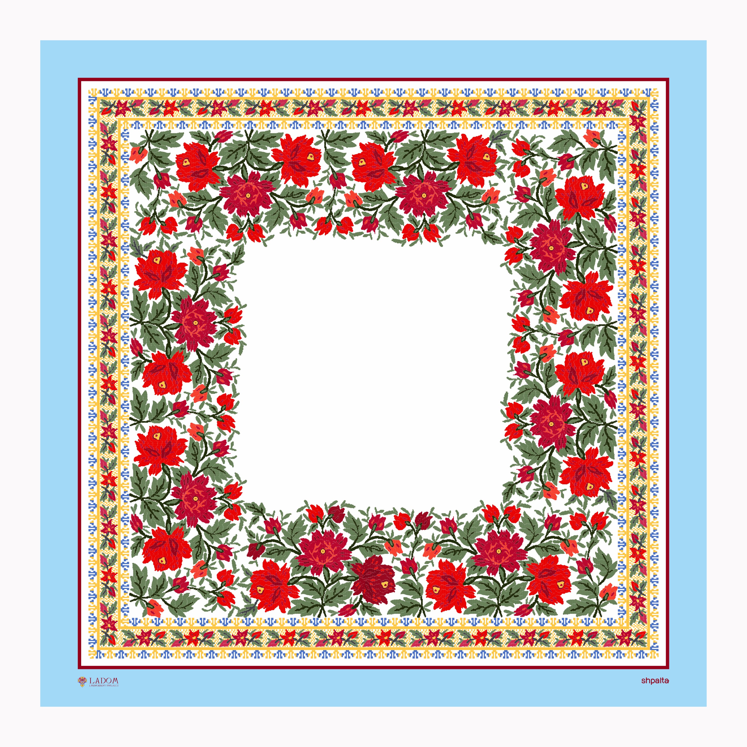 Блакитна Хустина "Півонія"